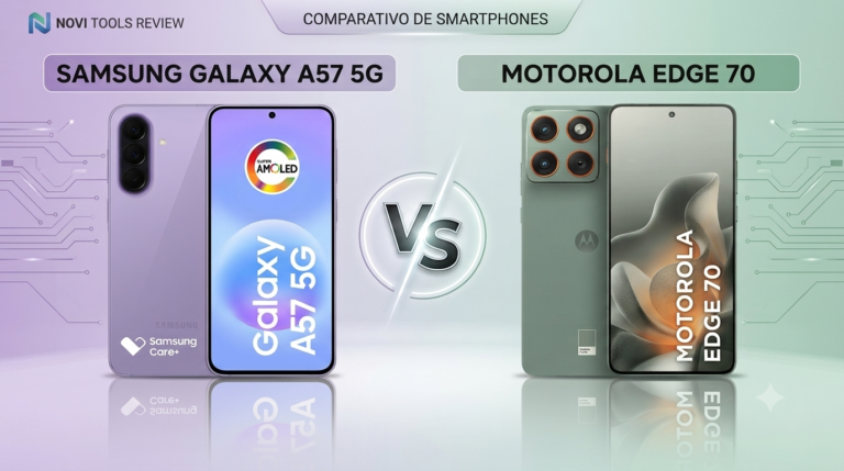 Comparativo entre o smartphone Samsung Galaxy A57 5G e o Motorola Edge 70